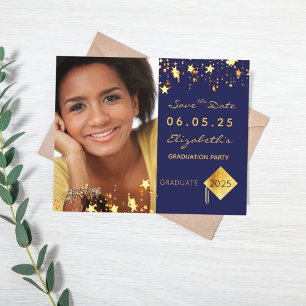 Save the Date Graduierungsparty - blauer Haushalt Flyer