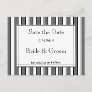 Save the Date graue gestreifte Postkarte