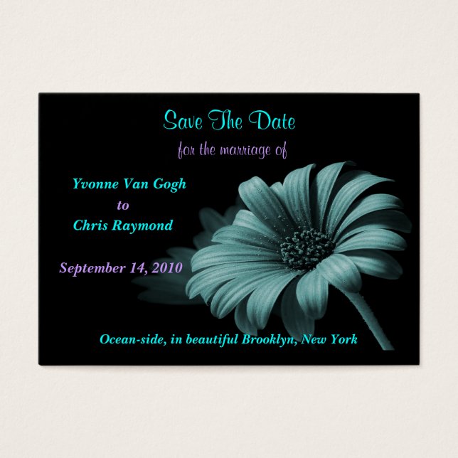 Save the Date Gray Blue Daisy (Vorderseite)