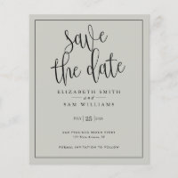 Save the Date Gray Elegant Simple Budget