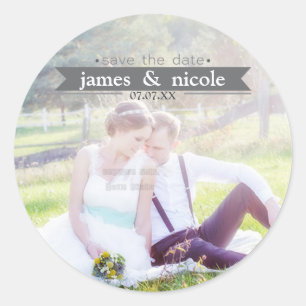 SAVE THE DATE Gray Wedding Foto Sticker