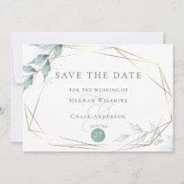 Save The Date | Grayed Jade Green Botanical