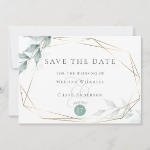 Save The Date Grayed Jade Green Botanical
