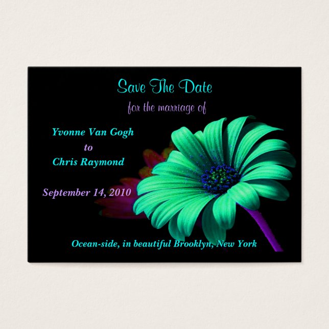 Save the Date Green Blue Daisy (Vorderseite)