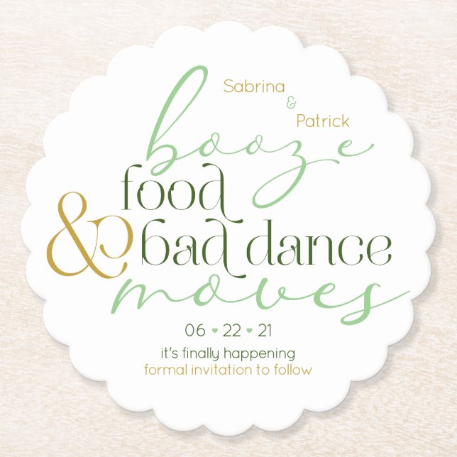 Save the Date Green Boost Food Bad Dance Moves Untersetzer (Vorderseite)