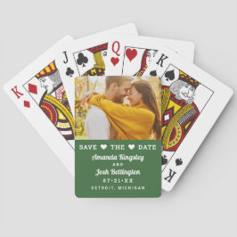 Save the Date Green Custom Wedding Foto Spielkarten