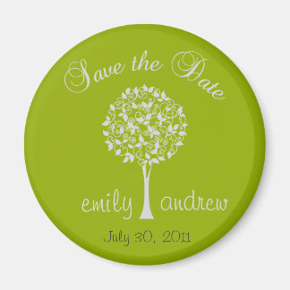 Save the Date Green Tree Magnet