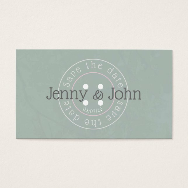 Save the Date grüne und rosa Tastenkarte (Vorderseite)