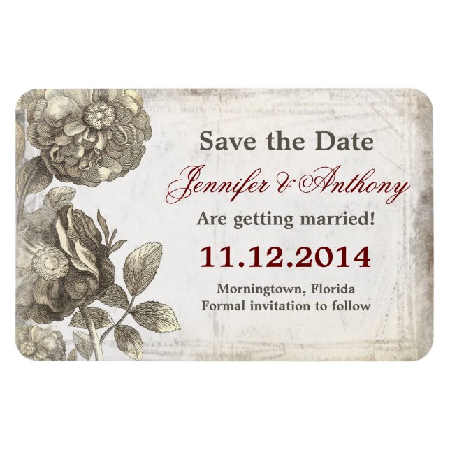 Save the Date grungy Vintage Magnete (Horizontal)