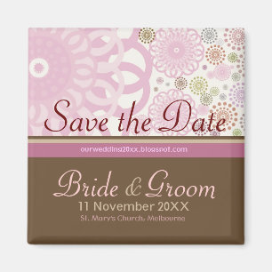 Save the Date Gyroskope Pink Brown Magnet