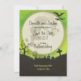 Save the Date Halloween Hochzeit - Mond, Friedhof
