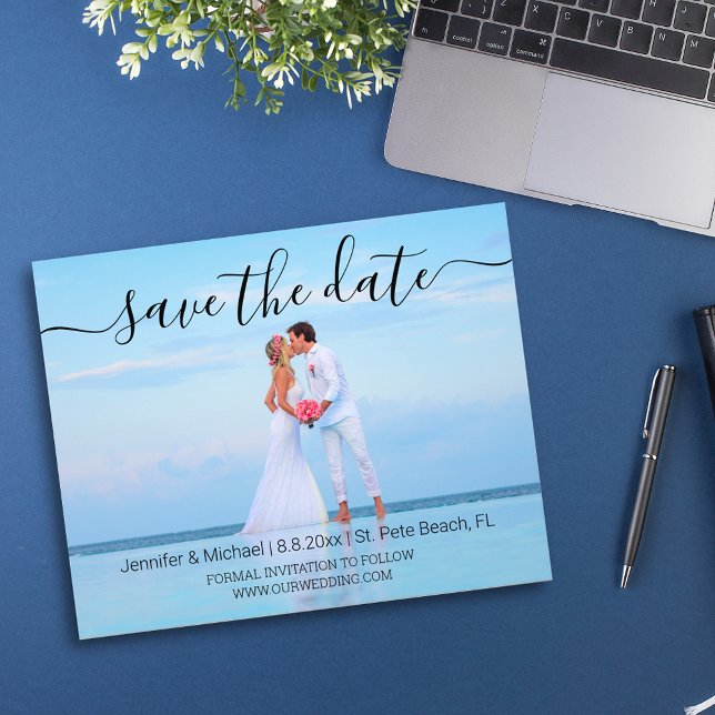 Save the Date handschriftlich Hochzeitsfeier Foto  Flyer (Von Creator hochgeladen)