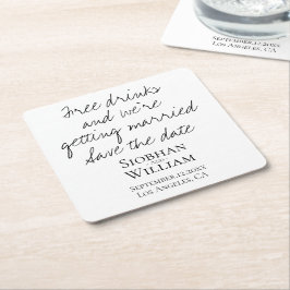 Save the Date Handschriftlich Personalisiert Rechteckiger Pappuntersetzer