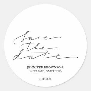 Save the Date handschriftlich Runder Aufkleber