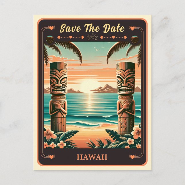Save The Date | Hawaii Einladung Postkarte (Vorderseite)