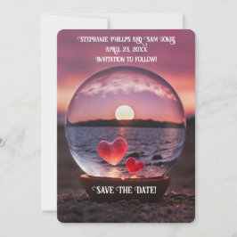 Save the Date Hearts on the Beach Pretty Einladung