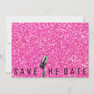 Save the Date Hellrosa Glitzer Microfone