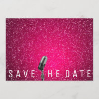 Save the Date Hellrosa Glitzer Microfone