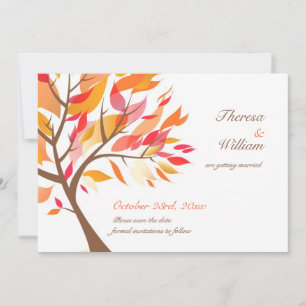 Save the Date Herbst Thema Tree Flachkarte