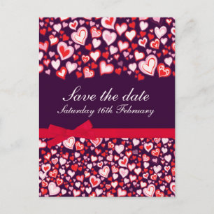 Save the Date Herz & Bows lila rosa Karte