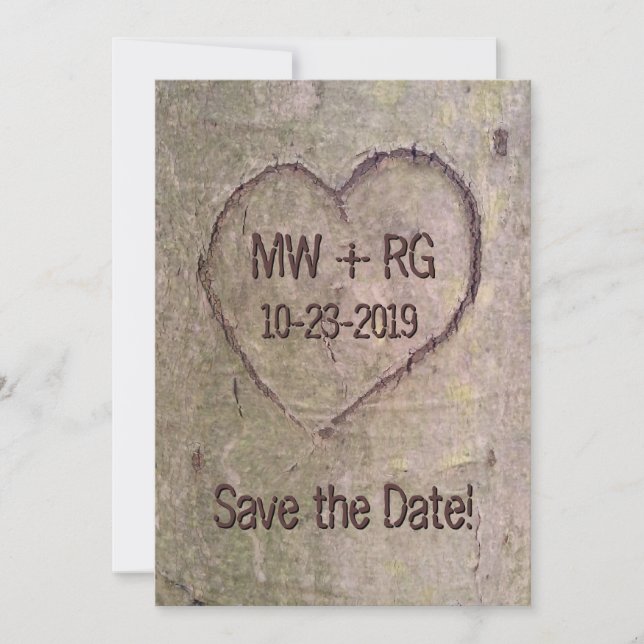 Save the Date, Herz in Tree verkündet Save The Date (Vorderseite)