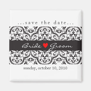 SAVE THE DATE: Herz und Spitze - schwarz Magnet