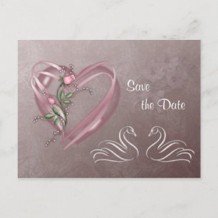 Save the Date - Herzen und Schwäne. Postkarte