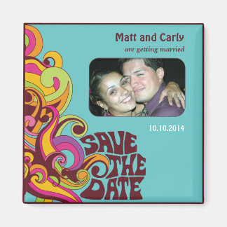 Save the Date Hippy Foto Magnet