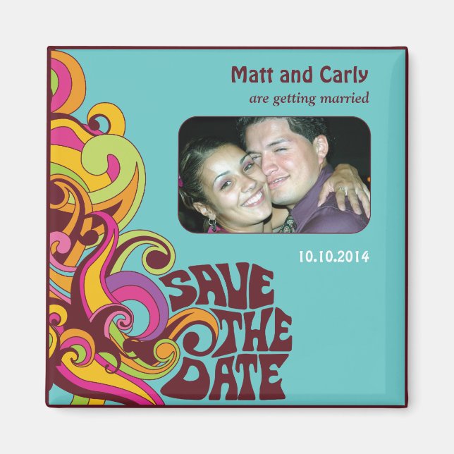Save the Date Hippy Foto Magnet (Vorne)