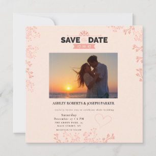 Save the Date - Hochzeit des eleganten Rosa-Fotos Einladung