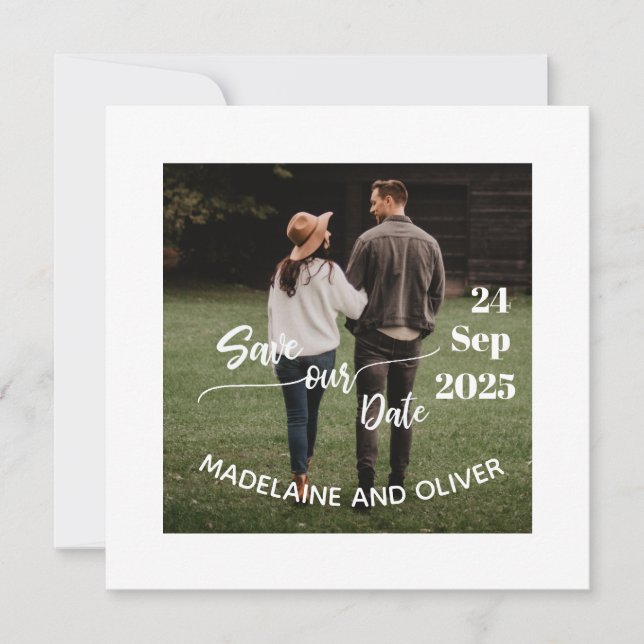 Save the Date Hochzeit Einfaches Foto Modernes Einladung (Vorderseite)