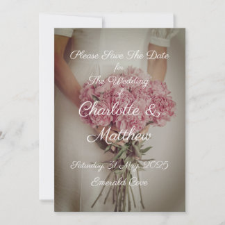 Save the Date Hochzeit Einladung Bride Peonies