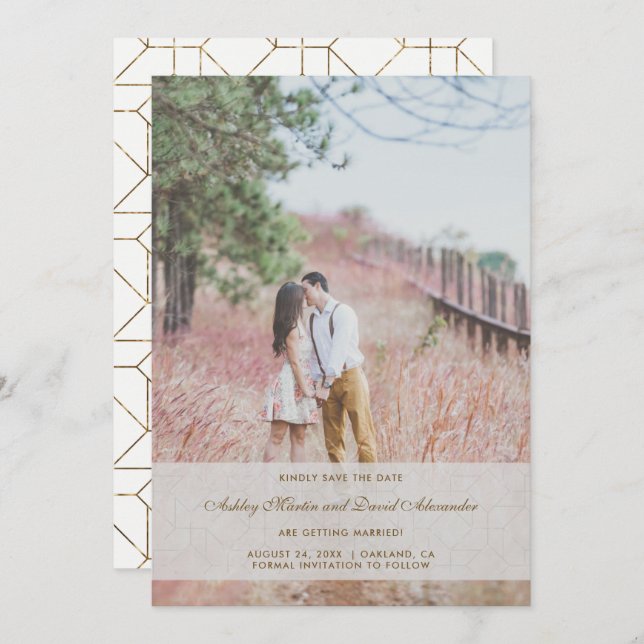 Save the Date Hochzeit Foto Imitate Gold und Overl (Vorne/Hinten)