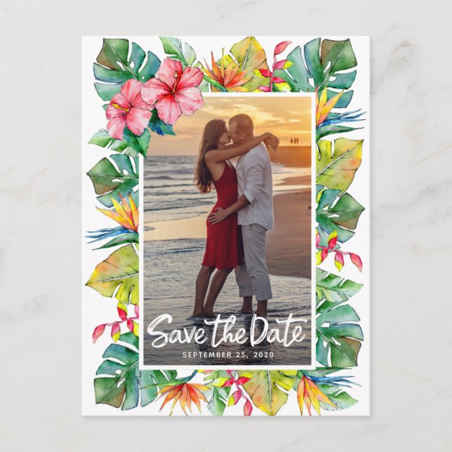 Save the Date Hochzeit | Foto Tropische Postkarte (Vorderseite)