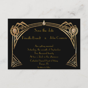 Save the Date Hochzeit, großartig Gatsby, schwarz Einladung