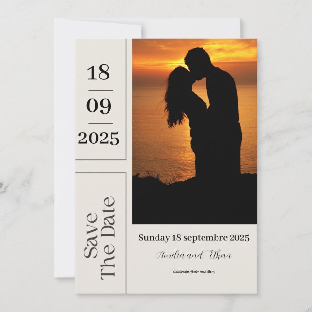 Save the Date Hochzeit in Beige und Braun Einladung (Vorderseite)