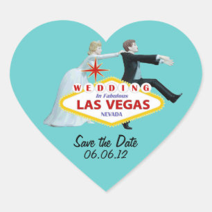 Save the Date Hochzeit in Las Vegas-Aufkleber Herz-Aufkleber