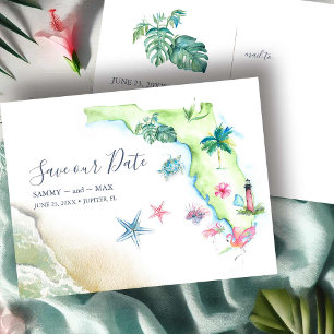 Save the Date Hochzeit in Urlaubsort Florida Postk Postkarte