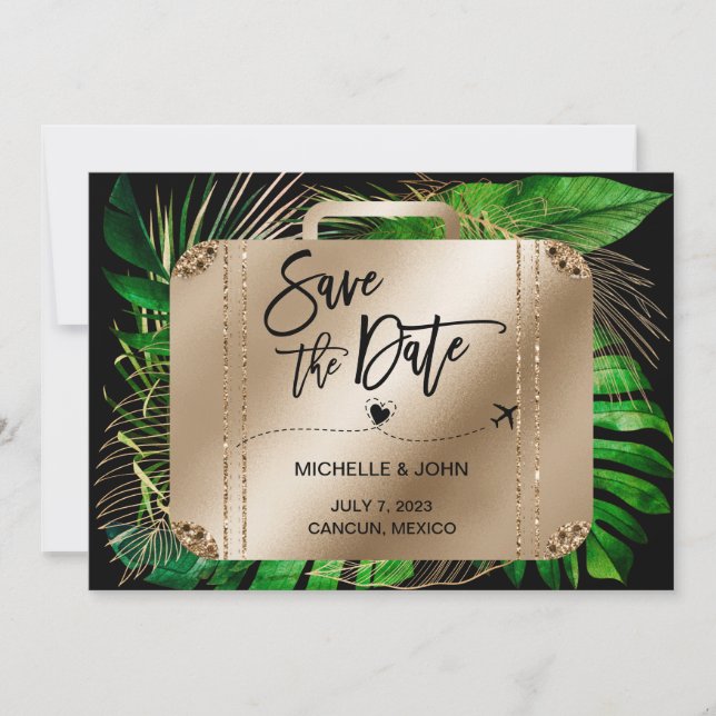 Save the Date Hochzeit in Urlaubsort Weltkarte (Vorderseite)