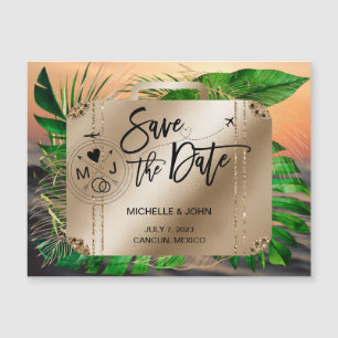 Save the Date Hochzeit in Urlaubsort Weltkarte  Magnetkarte