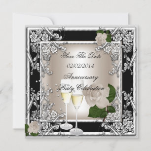 Save The Date Hochzeit Jubiläum Creme Schwarz