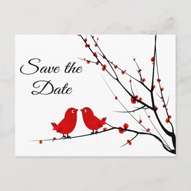 Save the Date Hochzeit Liebe Vögel Foto Post Card Ankündigungspostkarte (Vorderseite)