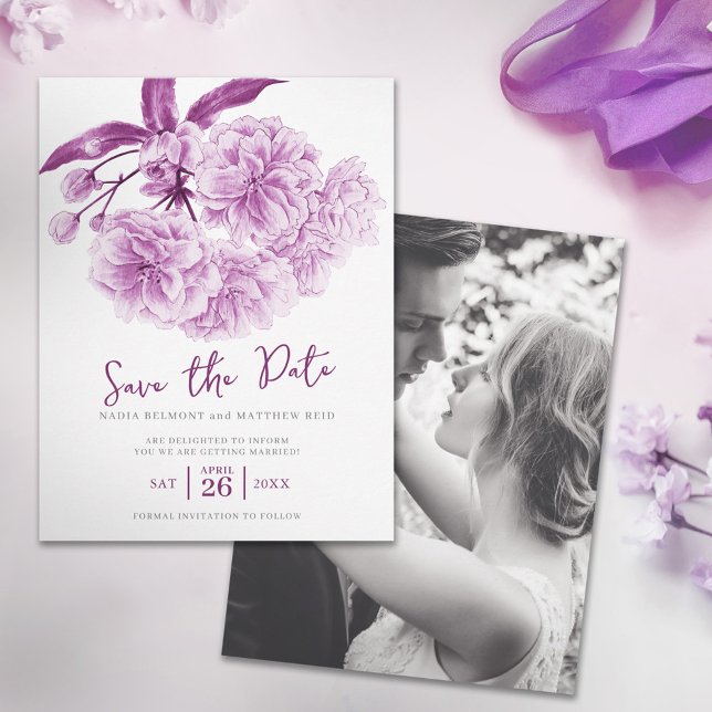 Save the Date Hochzeit lila Blüte (Von Creator hochgeladen)