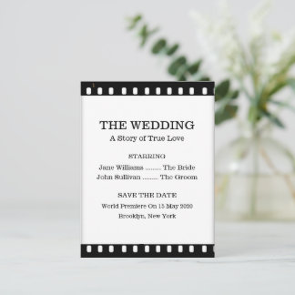 Save the Date Hochzeit mit einem Filmthema Ankündigungspostkarte