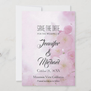 Save the Date Hochzeit Rosa Blume Elegant Schlicht