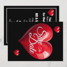 Save The Date Hochzeit Rot 3 Herzen