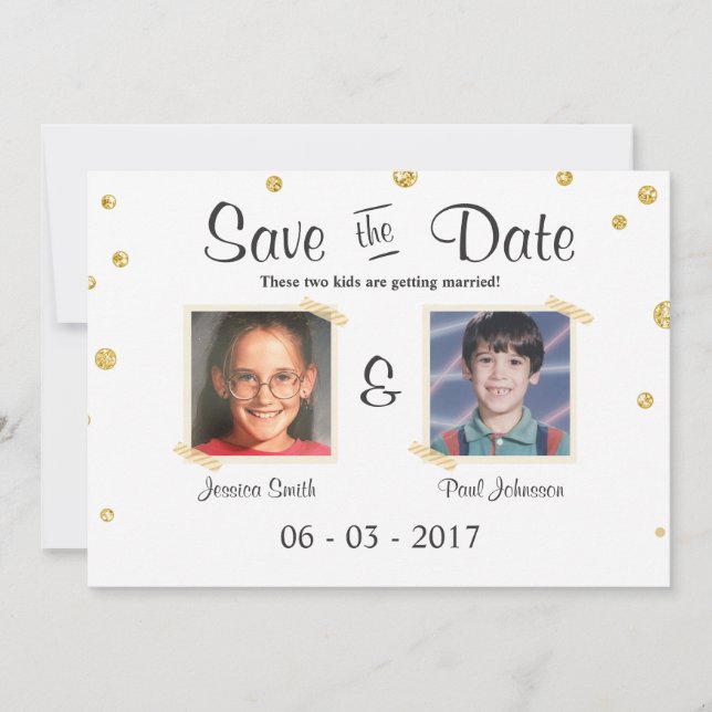 Save the Date Hochzeit Rustikales Chalkboard Gold  Einladung (Vorderseite)