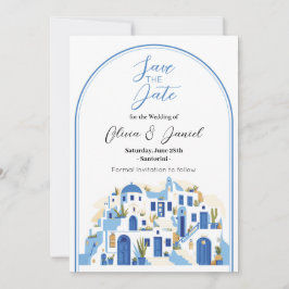 Save the Date Hochzeit Santorini Griechenland Blue