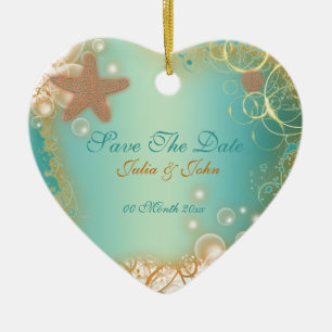 Save The Date Hochzeit Strand Thema Ankündigung Keramik Ornament