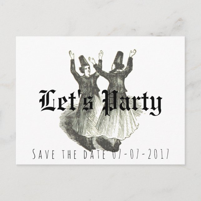 Save the Date, Hochzeit ungeschlagen, Party des la Ankündigungspostkarte (Vorderseite)